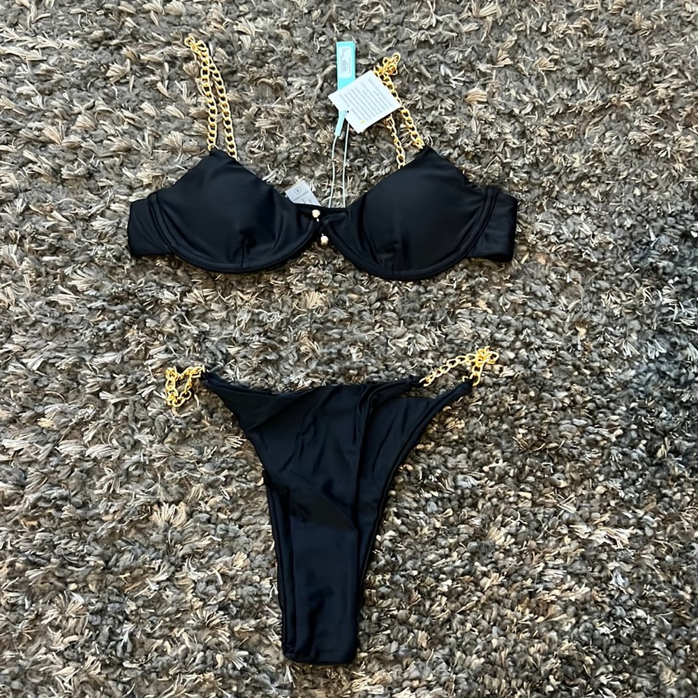 Black chain bathing suit